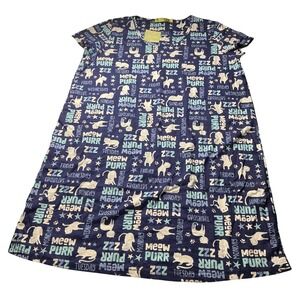 Mia Lucce Womens Medium Cat Print Sleepshirt Nightgown Short Sleeve